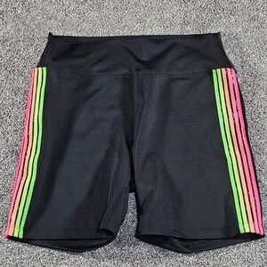 PINK Victoria's Secret Ultimate Biker Shorts Women Medium Black Neon Stripe